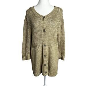 Eileen Fisher Tan Cardigan Sweater with Chunky Knit